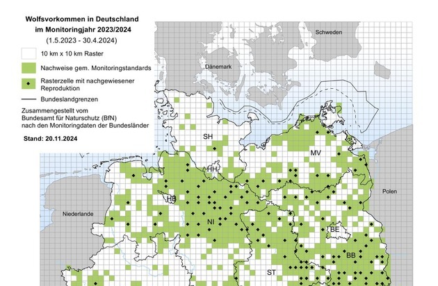 Nutztierrisse in den wolfreichsten Bundesländern rückläufig