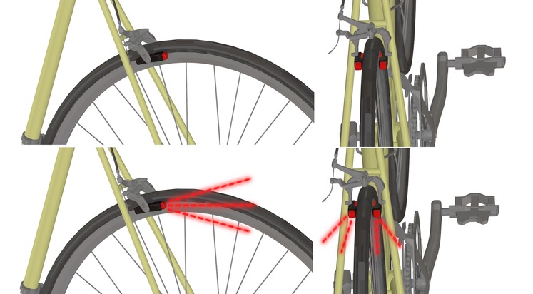 Fahrradbeleuchtung aus dem &quot;Nichts&quot; / Mikrogeneratoren versteckt in Bremsklötzen sorgen berührungslos und ohne Batterien für Licht am Rad