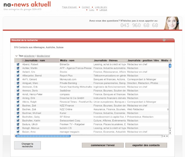 La filiale de l&#039;ATS, news aktuell, lance un nouvel AdressTool pour des contacts rédactionnels en Suisse, en Allemagne et en Autriche