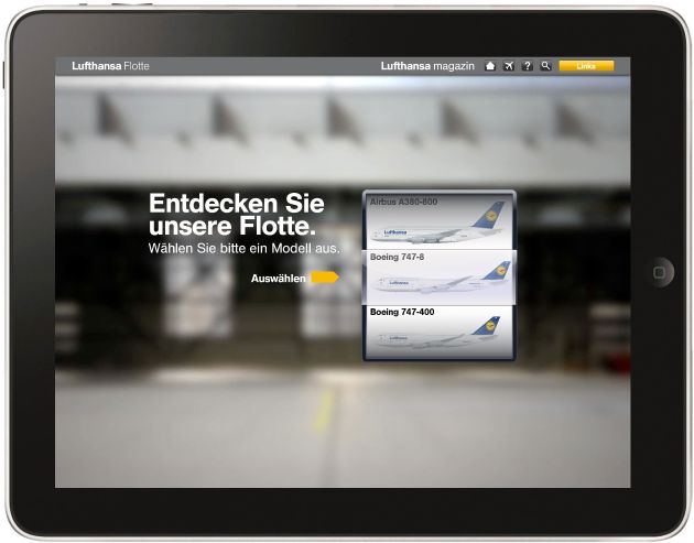 G+J Corporate Editors erweitert die Lufthansa Medienfamilie: Lufthansa-Flotte jetzt auf dem iPad erlebbar (BILD)