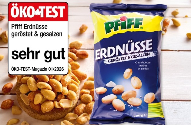 NORMA: Perfekt f&uuml;r die Silvester-Party: Gesalzene Erdn&uuml;sse der NORMA-Eigenmarke PFIFF von &Ouml;KO-TEST mit "sehr gut" bewertet / Bestes Preis-Leistungs-Verh&auml;ltnis zum Jahreswechsel 2025/2026