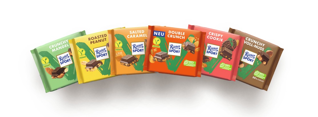 Neu &amp; extra knusprig: Ritter Sport Vegan Double Crunch