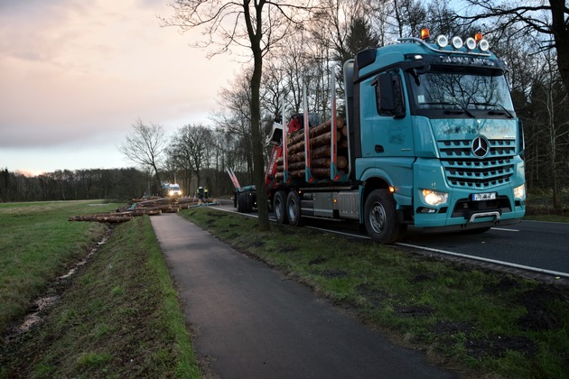 POL-WL: Holztransporter prallt gegen Straßenbaum und verliert Ladung