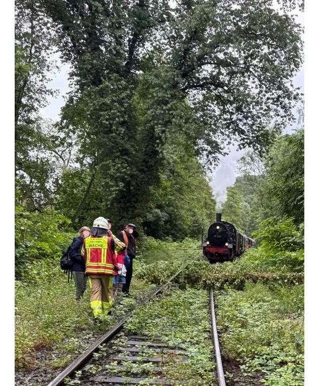 FW-EN: Umgest&uuml;rzter Baum stoppt Museumszug - Feuerwehr Hattingen im Einsatz