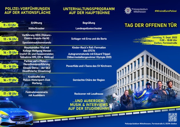 POL-GI: Tag der offenen Tür beim Polizeipräsidium in Mittelhessen am 11.09.2022: Abwechslungsreiches Programm steht - Broschüre wird vorgestellt