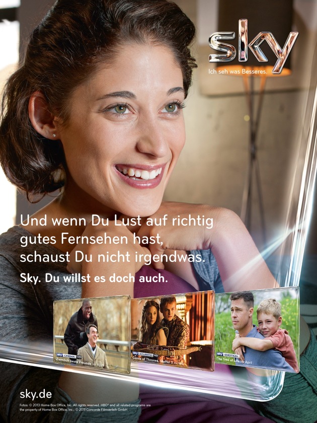 &quot;Du willst es doch auch&quot;: Sky macht mit neuer Markenkampagne Lust auf richtig gutes Fernsehen (BILD)