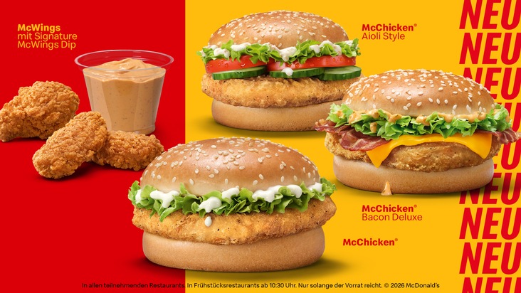 McDonald's Deutschland: McDonald's Deutschland baut Chicken-Plattform weiter aus: McChicken&reg; wird rund, Sortiment w&auml;chst