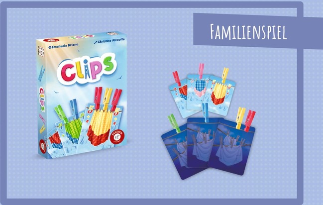 Clips: Farbenfroher Spaß, bis die Wäscheleine reißt - Kooperatives Deduktionsspiel von Piatnik