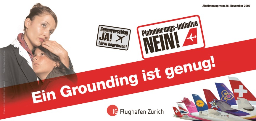 &quot;Ein Grounding ist genug!&quot; - Kundgebung und Informationsveranstaltung der IG Flughafen Zürich und des Komitees Pro Flughafen