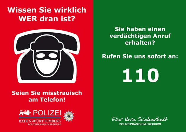 POL-FR: Polizeipräsidium Freiburg warnt vor Telefonbetrügern - Präventionskooperation zwischen Menübringdienst und der Polizei Freiburg