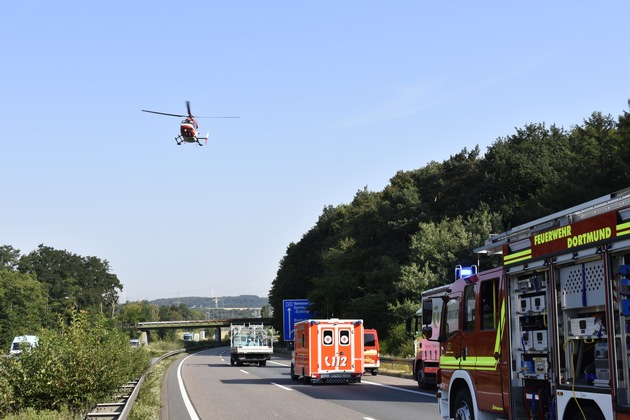 FW-DO: Verkehrsunfall auf der BAB 45 - LKW kam von der Fahrbahn ab