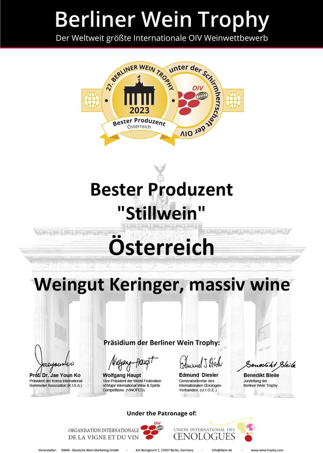 Erneut internationale Auszeichnungen für die Weine vom Seriensieger Keringer!