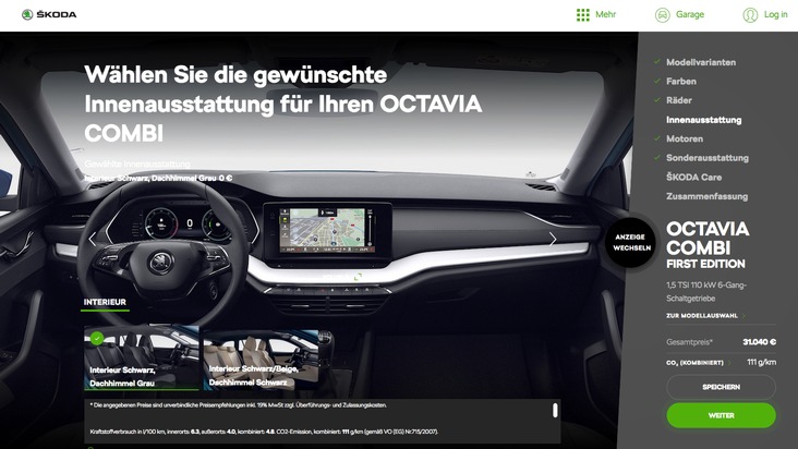 Noch schneller zum Wunschauto: Neuer SKODA Konfigurator bietet clevere Funktionen in frischem Design