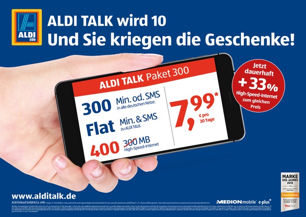 ALDI TALK feiert 10. Geburtstag