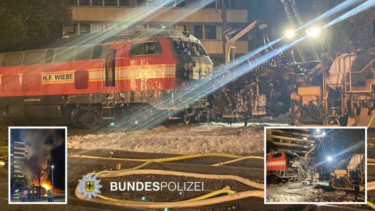 Bundespolizeidirektion München: Brand an Bauzug / Sehr hoher Sachschaden