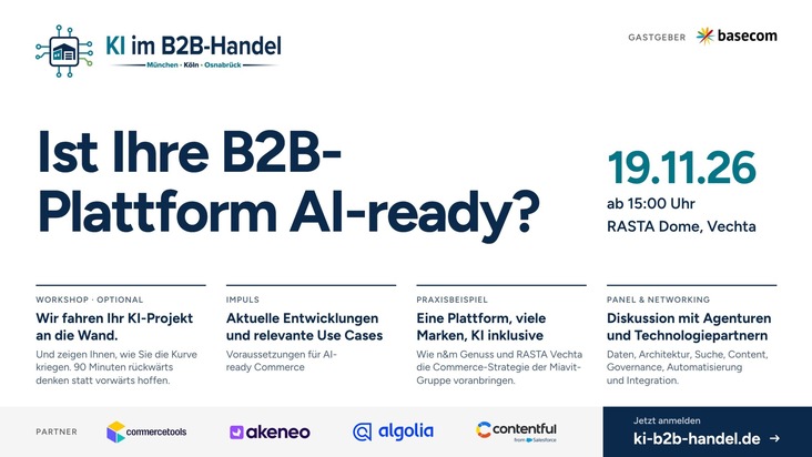 KI im B2B-Handel: basecom holt das Finale der deutschlandweiten Experten-Roadshow nach Vechta