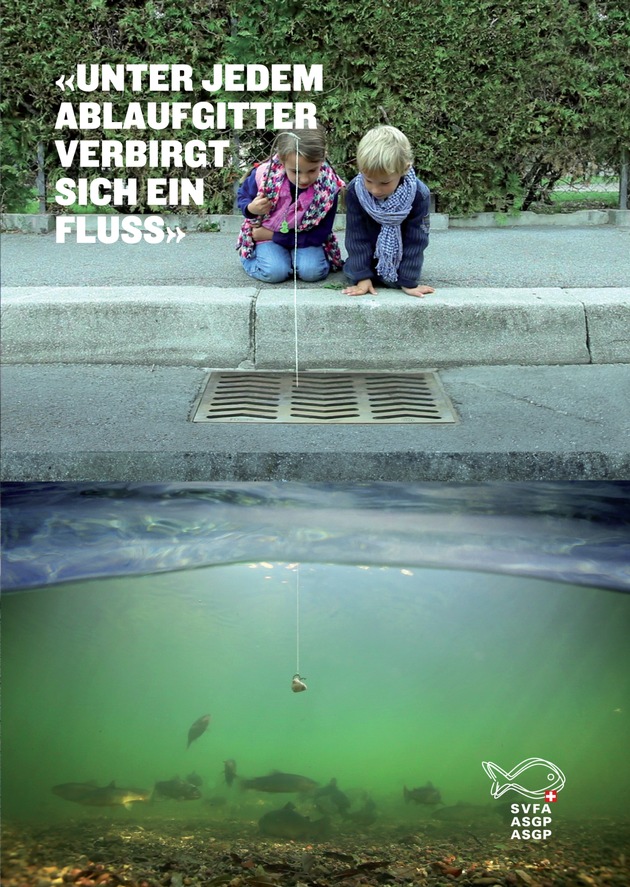 EIN ABDRUCK IM GUSSEISEN / EIN FISCH AUF EINEM GITTER - &quot;Unter jedem Ablaufgitter verbirgt sich ein Fluss&quot; (Bild/Dokument)