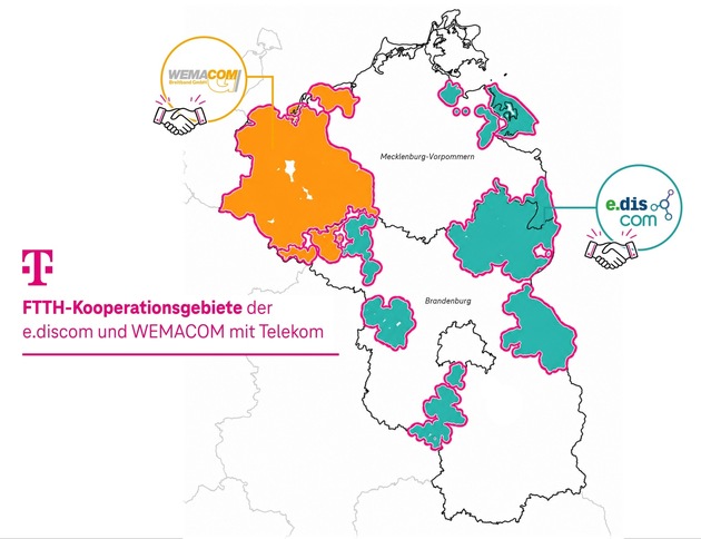Mehr Glasfaser für den Nordosten: Telekom kooperiert mit e.discom und WEMACOM