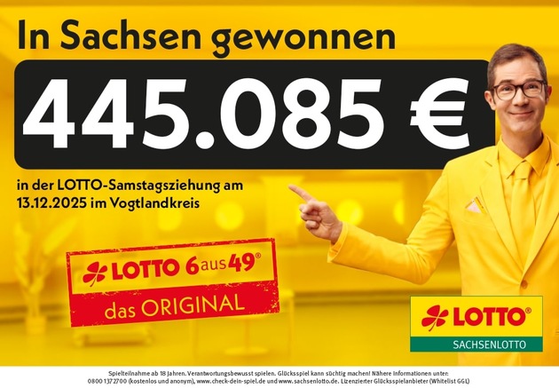 Vogtländer gewinnt fast eine halbe Million im LOTTO 6aus49 – SUPER 6 bringt weitere 100.000 Euro