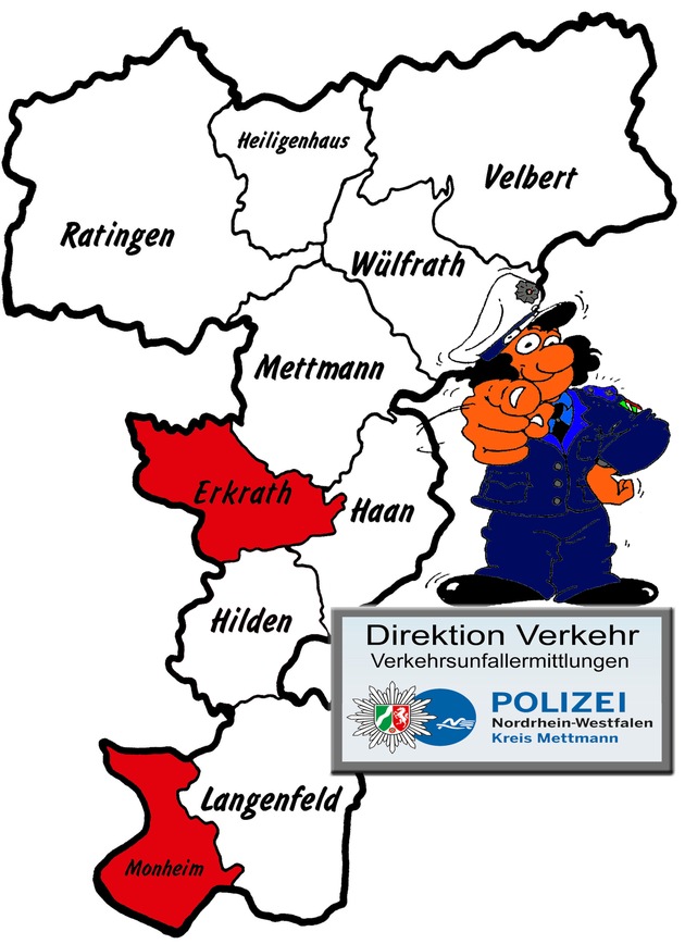 POL-ME: Verkehrsunfallfluchten aus dem Kreisgebiet - Erkrath / Monheim - 2201027