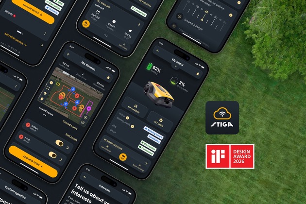 STIGA feiert Dreifachsieg beim iF DESIGN AWARD 2026 für Roboterinnovationen und digitale Lösungen