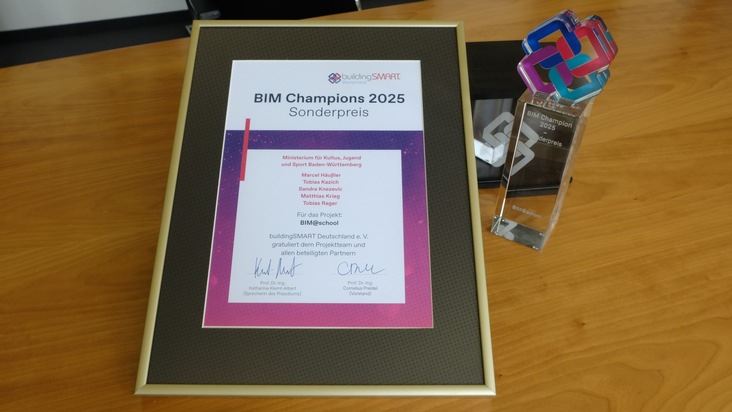 BIM@school erhält Sonderpreis beim BIM Champions Wettbewerb 2025 von buildingSMART Deutschland
