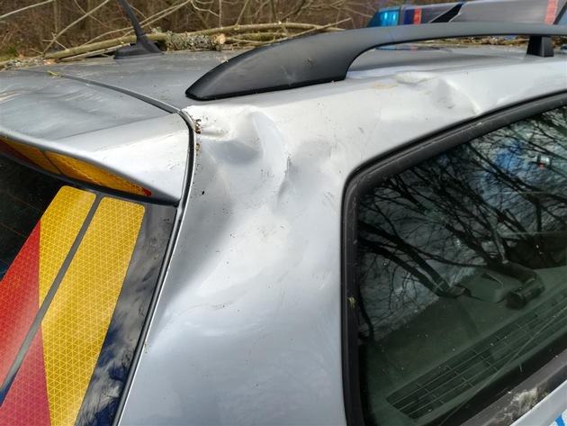 POL-PDNR: Schaden durch Windbruch an Funkstreifenwagen