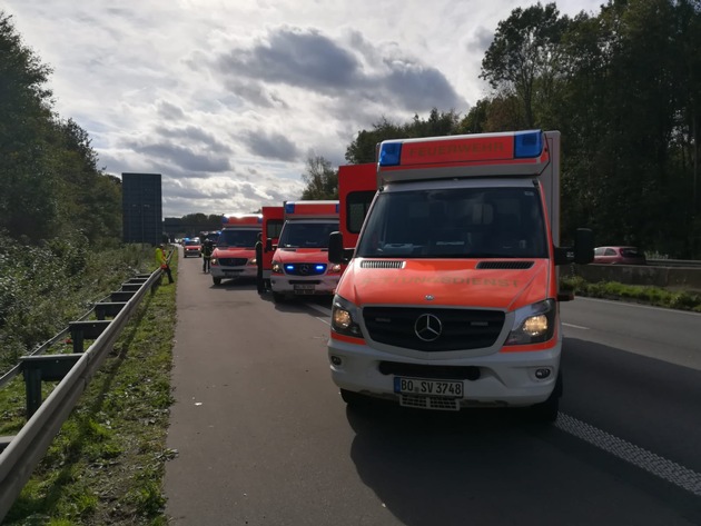 FW-BO: Verkehrsunfall auf der A 43 in Bochum