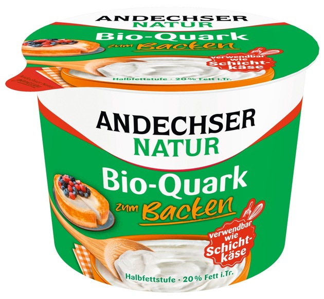 F&uuml;r perfekte Backergebnisse: Neuer ANDECHSER NATUR Bio-Quark zum Backen