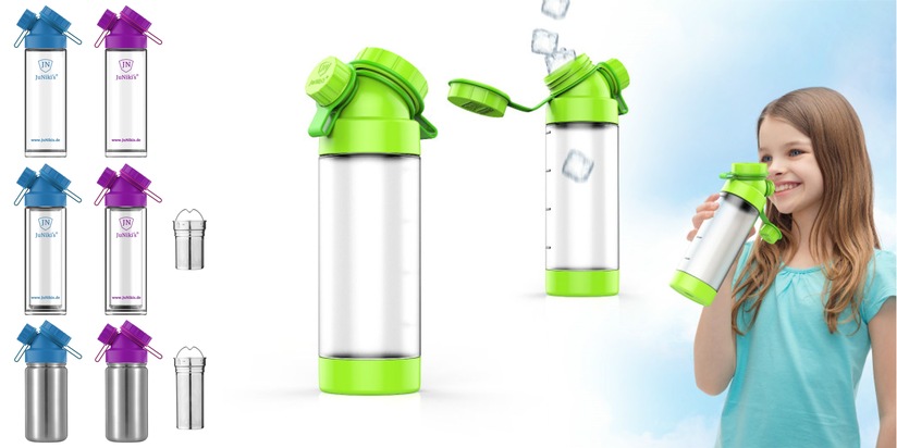 JuNiki´s Double Neck GmbH: Die "eierlegende Wollmilchsau" der Trinkflaschen ist da / Startup bringt innovative, zum Patent angemeldete Trinkflasche für Kinder an den Markt - exklusiv über die Crowdfunding Plattform Startnext