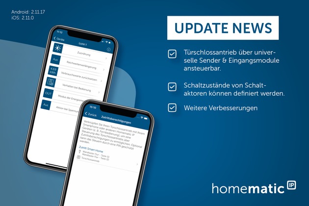 Homematic IP App Version 2.11.0 (iOS) und 2.11.17 (Android) veröffentlicht