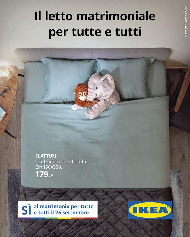 IKEA Svizzera lancia la campagna &quot;Letto matrimoniale per tutte e tutti&quot;