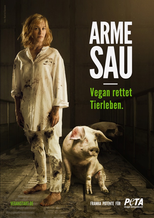 &quot;Arme Sau&quot;: Franka Potente in neuer PETA-Kampagne für vegane Lebensweise