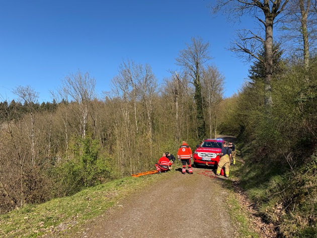 FW Weinheim: Vom Waldweg abgekommen und abgerutscht - Weinheimer Feuerwehr rettet zwei Spazierg&auml;nger oberhalb des Funkturms N&auml;chstenbach