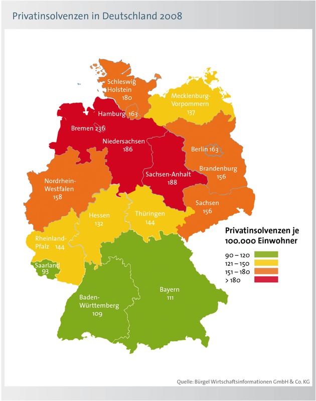 Neue Bürgel Studie: Schuldenbarometer 2008 / Mehr Privatinsolvenzen prognostiziert