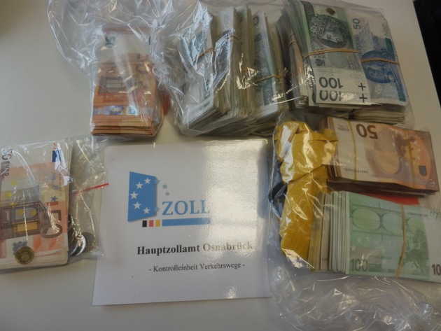 HZA-OS: Osnabrücker Zoll deckt zweimal Bargeldschmuggel auf; 103.000 Euro und 160.000 polnische Zloty sichergestellt