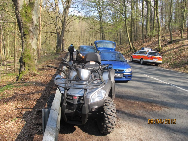 POL-HOL: Landesstraße 550 - Gemarkung Lüchtrigen: Verletzter nach Unfall mit Quad - Fahrer leicht verletzt / 10.000,-- EUR Sachschaden -