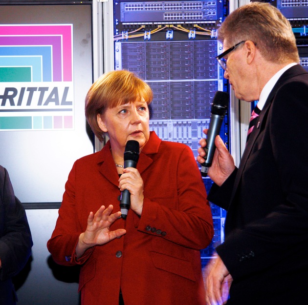 Angela Merkel und Donald Tusk besuchen Rittal auf der CeBIT 2013