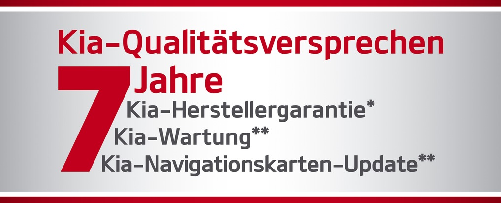 Einzigartiges All-inclusive-Angebot: Kia ergänzt 7-Jahre-Garantie durch 7 Jahre kostenlose Wartung und 7 Jahre Gratis-Updates für die Kartennavigation