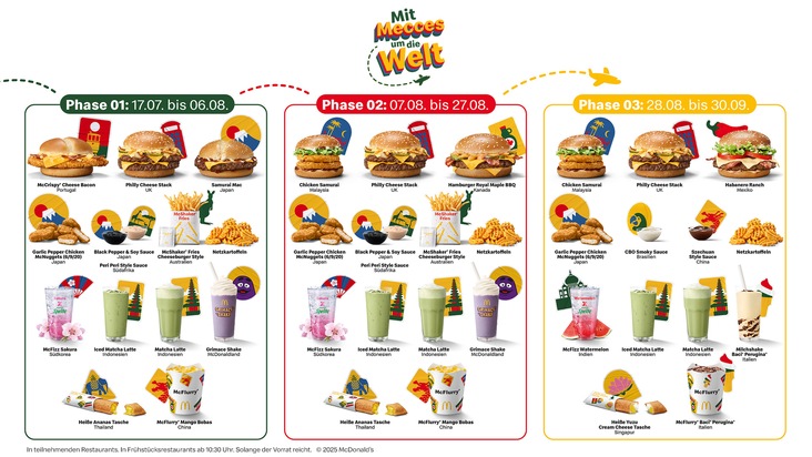&quot;Mit Mecces um die Welt&quot;- beliebte McDonald&apos;s Produkte aus aller Welt kommen nach Deutschland