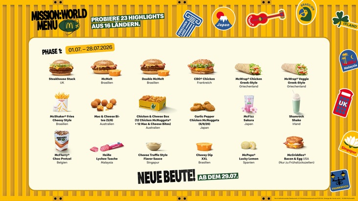 Mission: World Menu - leckere Beute aus aller Welt bei McDonald's Deutschland