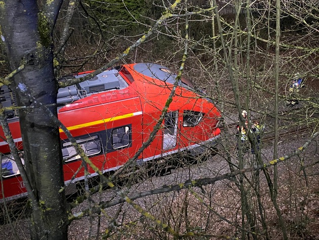 FW-MK: Personenzug kollidiert mit Einkaufswagen