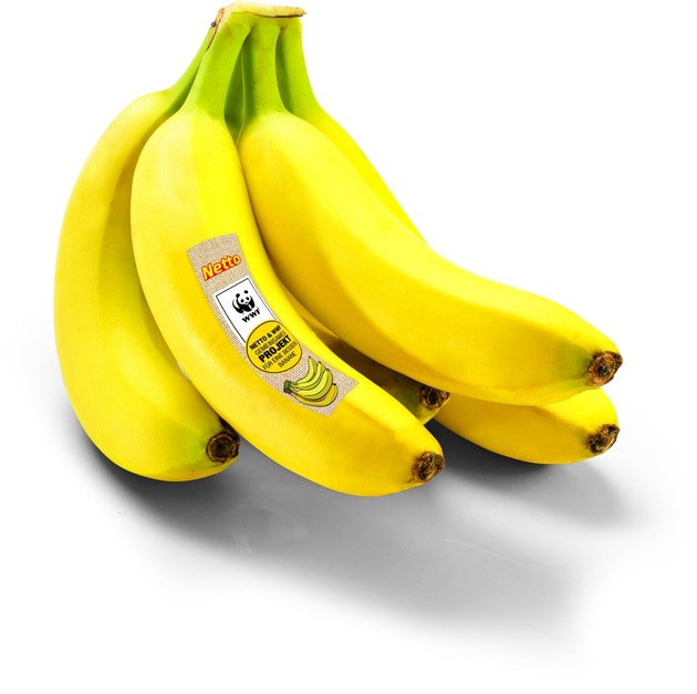 Umweltschonendere Eigenmarken-Banane von Netto ab sofort mit Programm-Logo des WWF
