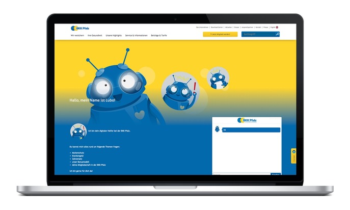 BKK Pfalz mit neuem digitalen Helfer / Chatbot Lubo unterstützt Kundenservice