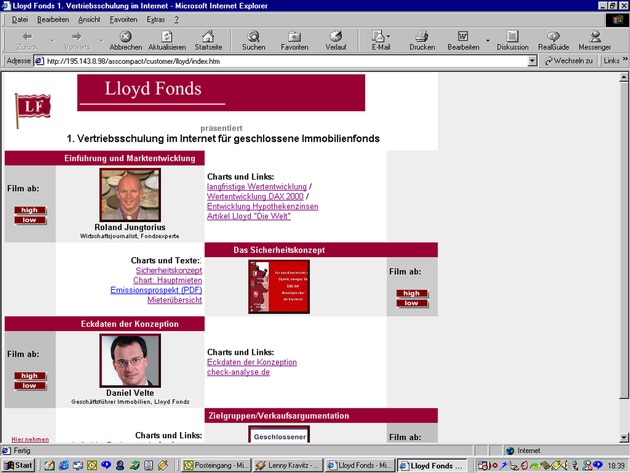 Lloyd Fonds bietet die erste Multimedia-Internet Schulung für Immobilienfonds an