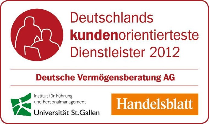 &quot;Deutschlands kundenorientiertester Dienstleister 2012&quot;: Deutsche Vermögensberatung (DVAG) überzeugt im bundesweiten Wettbewerb in der Kundenorientierung (mit Bild)