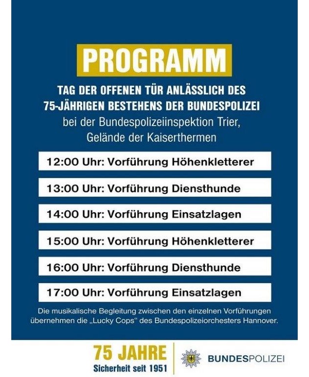 BPOL-TR: "Tag der offenen T&uuml;r" der Bundespolizei Trier