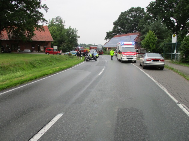 POL-NI: Nienburg - Motorradunfall auf der B 214 bei Steimbke