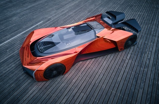 Ford-Werke GmbH: Futuristischer Mix aus Chrom und Orange: Team Fordzilla P1-Rennfahrzeug erhält neuartig reflektierende Außenfarbe