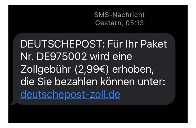 HZA-B: Neue Betrugsmasche: Hauptzollamt Berlin warnt vor Fake / SMS im Namen des Zolls